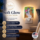 Bulldog English Easter Eggtravaganza Ceramic Night Light Compact, UL-Certified, Ideal for Bedroom, Bathroom, Nursery, Hallway, Kitchen, 6x4x3, Multicolor