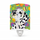 Dalmatian Easter Eggtravaganza Ceramic Night Light Compact, UL-Certified, Ideal for Bedroom, Bathroom, Nursery, Hallway, Kitchen, 6x4x3, Multicolor