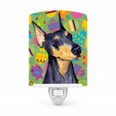 Doberman Easter Eggtravaganza Ceramic Night Light Compact, UL-Certified, Ideal for Bedroom, Bathroom, Nursery, Hallway, Kitchen, 6x4x3, Multicolor