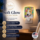 Bull Terrier Easter Eggtravaganza Ceramic Night Light Compact, UL-Certified, Ideal for Bedroom, Bathroom, Nursery, Hallway, Kitchen, 6x4x3, Multicolor