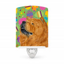 Chow Chow Easter Eggtravaganza Ceramic Night Light Compact, UL-Certified, Ideal for Bedroom, Bathroom, Nursery, Hallway, Kitchen, 6x4x3, Multicolor