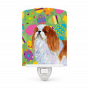 English Toy Spaniel Easter Eggtravaganza Ceramic Night Light Compact, UL-Certified, Ideal for Bedroom, Bathroom, Nursery, Hallway, Kitchen, 6x4x3, Multicolor