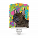 French Bulldog Easter Eggtravaganza Ceramic Night Light Compact, UL-Certified, Ideal for Bedroom, Bathroom, Nursery, Hallway, Kitchen, 6x4x3, Multicolor