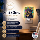 Rottweiler Easter Eggtravaganza Ceramic Night Light Compact, UL-Certified, Ideal for Bedroom, Bathroom, Nursery, Hallway, Kitchen, 6x4x3, Multicolor