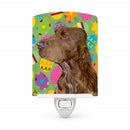 Field Spaniel Easter Eggtravaganza Ceramic Night Light Compact, UL-Certified, Ideal for Bedroom, Bathroom, Nursery, Hallway, Kitchen, 6x4x3, Multicolor