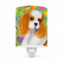 Cavalier Spaniel Easter Eggtravaganza Ceramic Night Light Compact, UL-Certified, Ideal for Bedroom, Bathroom, Nursery, Hallway, Kitchen, 6x4x3, Multicolor