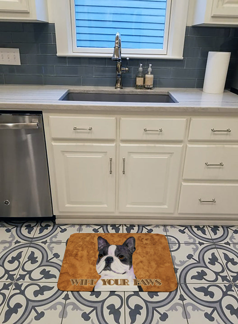 Boston Terrier Wipe your Paws Machine Washable Memory Foam Mat SS4884RUG