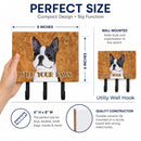 Boston Terrier Wipe your Paws Leash or Key Holder Wall Hooks, Coat Rack Wall Mount, for Hanging Keys, Towels, Aprons, Leashes