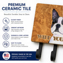 Boston Terrier Wipe your Paws Leash or Key Holder Wall Hooks, Coat Rack Wall Mount, for Hanging Keys, Towels, Aprons, Leashes