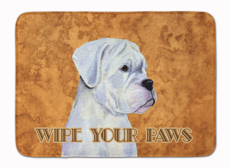 White Boxer Wipe your Paws Machine Washable Memory Foam Mat SS4887RUG