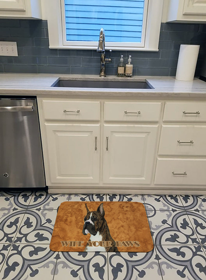 Brindle Boxer Wipe your Paws Machine Washable Memory Foam Mat SS4888RUG