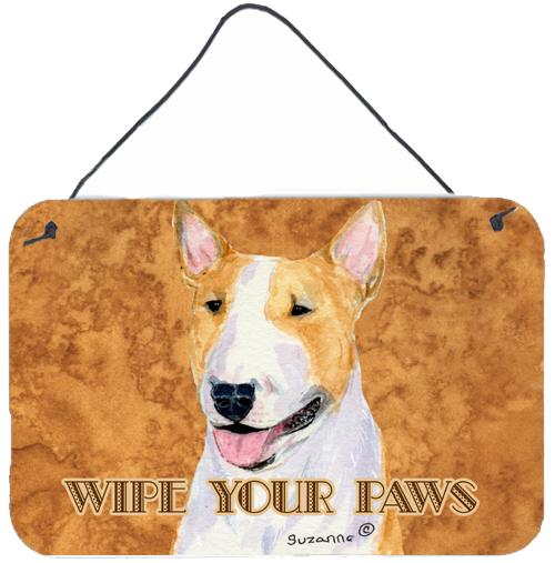 Bull Terrier Wipe your Paws Aluminium Metal Wall or Door Hanging Prints