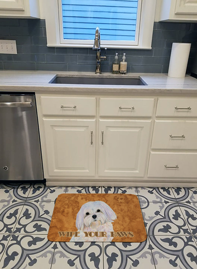 Puppy Cut Maltese Wipe your Paws Machine Washable Memory Foam Mat SS4897RUG