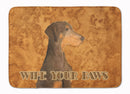 Chocolate Natural Eared Doberman Wipe your Paws Memory Foam Kitchen Mat Machine Washable Anti-Fatigue Cushion Comfort Bath or Kitchen Rug