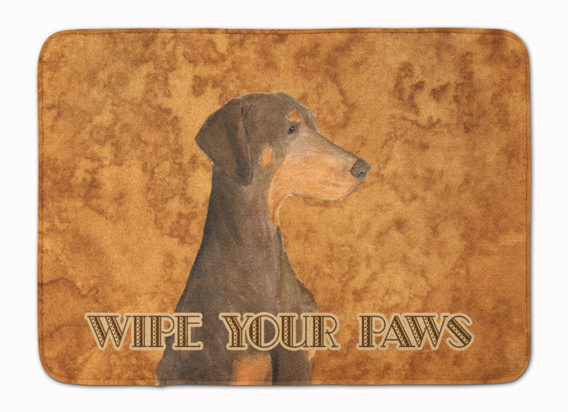 Chocolate Natural Eared Doberman Wipe your Paws Machine Washable Memory Foam Mat SS4899RUG