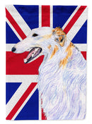 Borzoi with English Union Jack British Flag Flag Canvas House Size SS4917CHF