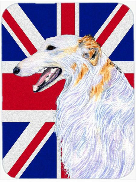 Borzoi with English Union Jack British Flag Glass Cutting Board Large Size SS4917LCB