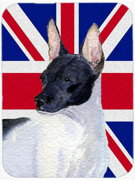 Rat Terrier with English Union Jack British Flag Glass Cutting Board Large Size SS4922LCB