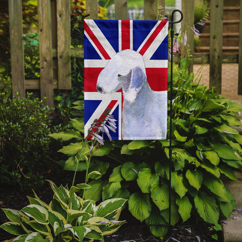 Bedlington Terrier with English Union Jack British Flag Garden Flag – Decorative Outdoor Yard Flag SS4925GF