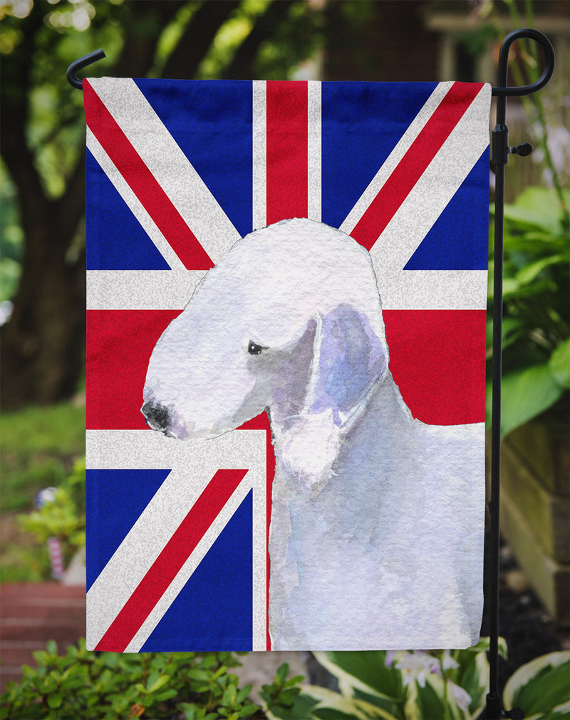 Bedlington Terrier with English Union Jack British Flag Garden Flag – Decorative Outdoor Yard Flag SS4925GF