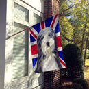 Bearded Collie with English Union Jack British Flag House Flag 28x40 Porch Sleeve Pole Decorative Outside Yard Banner Artwork Wall Hanging, Polyester