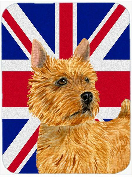 Norwich Terrier with English Union Jack British Flag Glass Cutting Board Large Size SS4941LCB