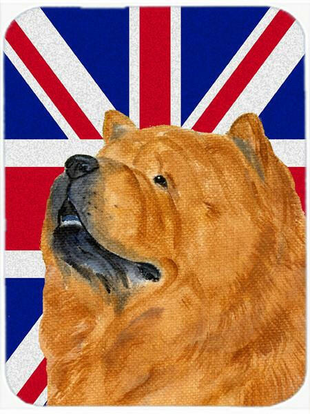 Chow Chow with English Union Jack British Flag Glass Cutting Board Large Size SS4944LCB