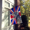 Irish Wolfhound with English Union Jack British Flag House Flag 28x40 Porch Sleeve Pole Decorative Outside Yard Banner Artwork Wall Hanging, Polyester