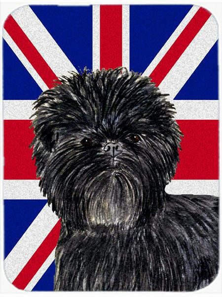 Affenpinscher with English Union Jack British Flag Glass Cutting Board Large Size SS4953LCB