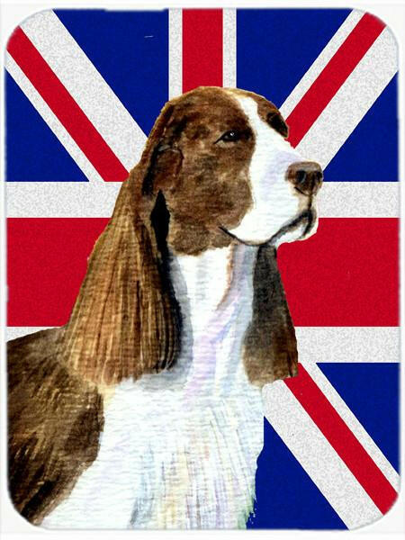 Springer Spaniel with English Union Jack British Flag Glass Cutting Board Large Size SS4955LCB