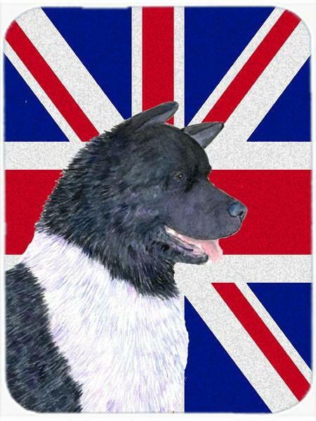 Akita with English Union Jack British Flag Glass Cutting Board Large Size SS4963LCB