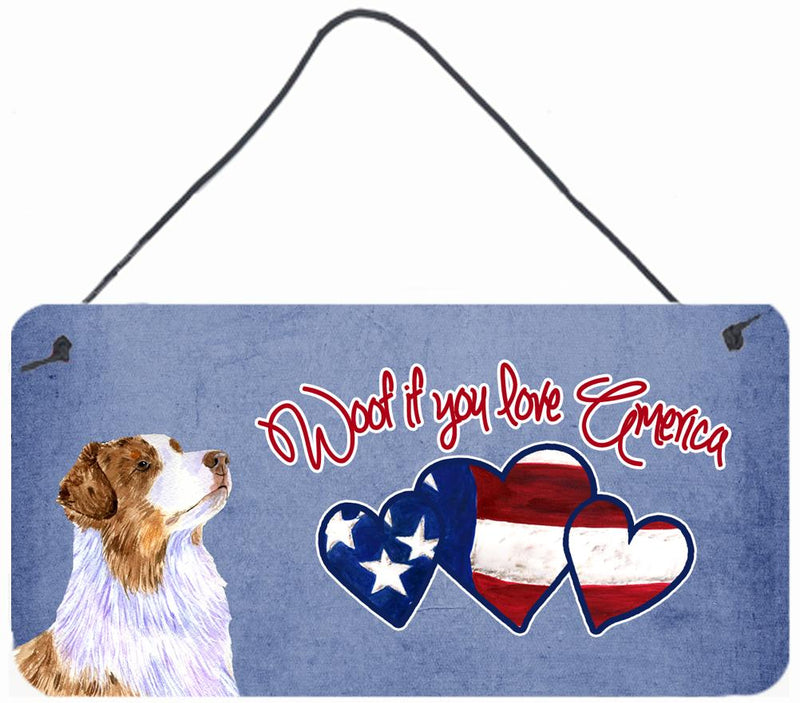 Woof if you love America Australian Shepherd Wall or Door Hanging Prints