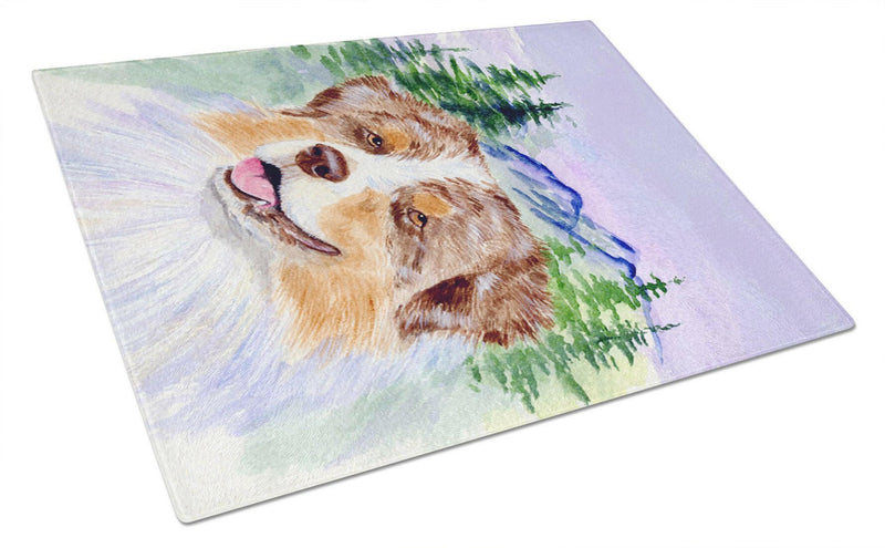 Australian Shepherd Glass Cutting Board Large