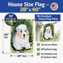 Australian Shepherd House Flag 28x40 Porch Sleeve Pole Decorative Outside Yard Banner Artwork Wall Hanging, Polyester