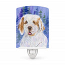 Clumber Spaniel Ceramic Night Light Compact, UL-Certified, Ideal for Bedroom, Bathroom, Nursery, Hallway, Kitchen, 6x4x3, Multicolor