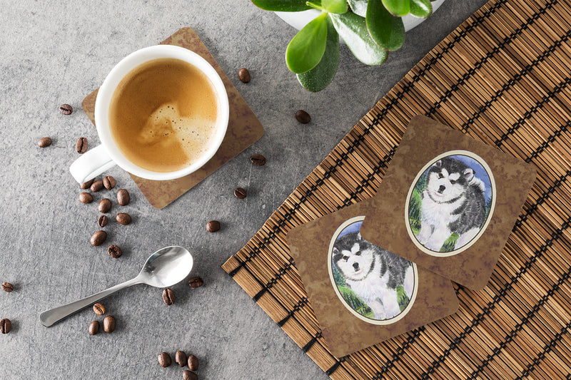 Alaskan Malamute Coasters - Set of 4 Lightweight Foam, Absorbent Drink Coasters