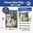 Shih Tzu House Flag 28x40 Porch Sleeve Pole Decorative Outside Yard Banner Artwork Wall Hanging, Polyester