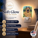 Briard Ceramic Night Light Compact, UL-Certified, Ideal for Bedroom, Bathroom, Nursery, Hallway, Kitchen, 6x4x3, Multicolor