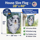 Bearded Collie House Flag 28x40 Porch Sleeve Pole Decorative Outside Yard Banner Artwork Wall Hanging, Polyester