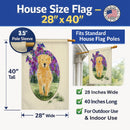 Golden Retriever House Flag 28x40 Porch Sleeve Pole Decorative Outside Yard Banner Artwork Wall Hanging, Polyester