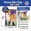 Shiba Inu House Flag 28x40 Porch Sleeve Pole Decorative Outside Yard Banner Artwork Wall Hanging, Polyester