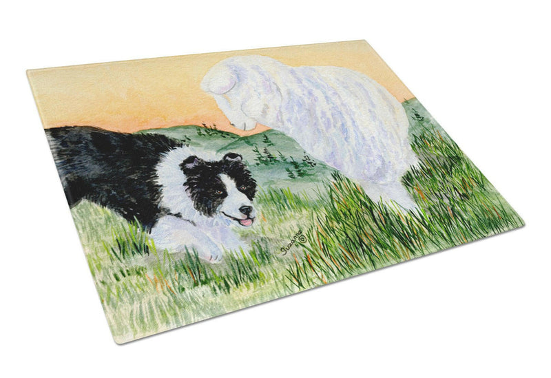 Border Collie Glass Cutting Board Large