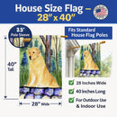 Golden Retriever House Flag 28x40 Porch Sleeve Pole Decorative Outside Yard Banner Artwork Wall Hanging, Polyester