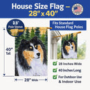 Sheltie House Flag 28x40 Porch Sleeve Pole Decorative Outside Yard Banner Artwork Wall Hanging, Polyester