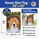 Sheltie House Flag 28x40 Porch Sleeve Pole Decorative Outside Yard Banner Artwork Wall Hanging, Polyester