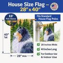 Sheltie House Flag 28x40 Porch Sleeve Pole Decorative Outside Yard Banner Artwork Wall Hanging, Polyester