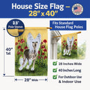 Chinese Crested House Flag 28x40 Porch Sleeve Pole Decorative Outside Yard Banner Artwork Wall Hanging, Polyester
