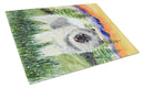 Keeshond Cutting Board Tempered Glass Kitchen Cutting Surface, Heat Resistant Chopping, Non-Slip Feet, Food Prep & Serving