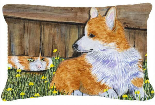 Corgi Decorative   Canvas Fabric Pillow