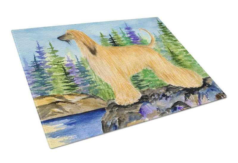 Afghan Hound Glass Cutting Board Large